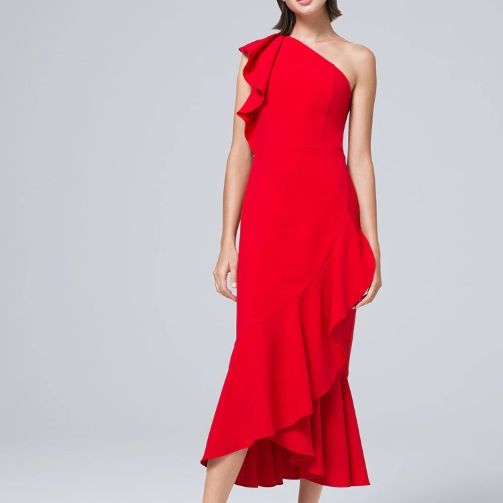 WHBM Ruffle Hem Midi dress